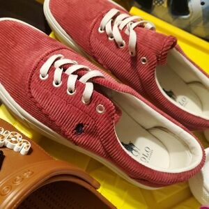 New Polo Ralph Lauren Keaton Pony Red Corduroy 01087-E22 Red/White Mens Size 10